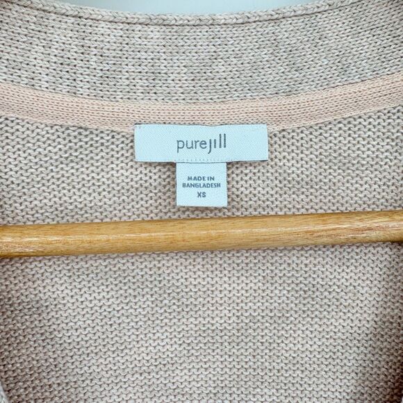 J. Jill purejill Single Button Cardigan in Tan/Pink, Size XS, 3/4 Sleeve, V-Neck - Picture 9 of 10